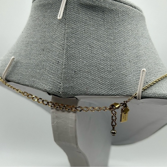 Kate Spade Gold Tone Chain with White Enamel Bow Ribbon Charm Short Necklace 19" - Picture 4 of 10